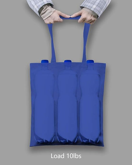 TOPDesign 12-Pack Economical 16"x15" Blue Cotton Tote Bag, Lightweight Medium Reusable Grocery Shopping Cloth Bags, Suitable for DIY, Advertising, Promotion, Gift, Activity