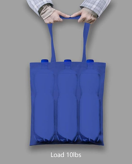 TOPDesign 6-Pack Economical 16"x15" Blue Cotton Tote Bag, Lightweight Medium Reusable Grocery Shopping Cloth Bags, Suitable for DIY, Advertising, Promotion, Gift, Activity