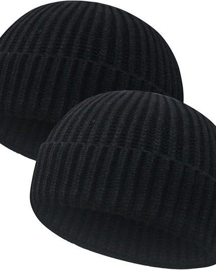 Wool Fisherman Beanies for Men Women Short Cuff Knit Beanie Winter Warm Hats Trawler Hat Stylish Watch Cap