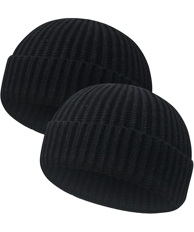 Wool Fisherman Beanies for Men Women Short Cuff Knit Beanie Winter Warm Hats Trawler Hat Stylish Watch Cap