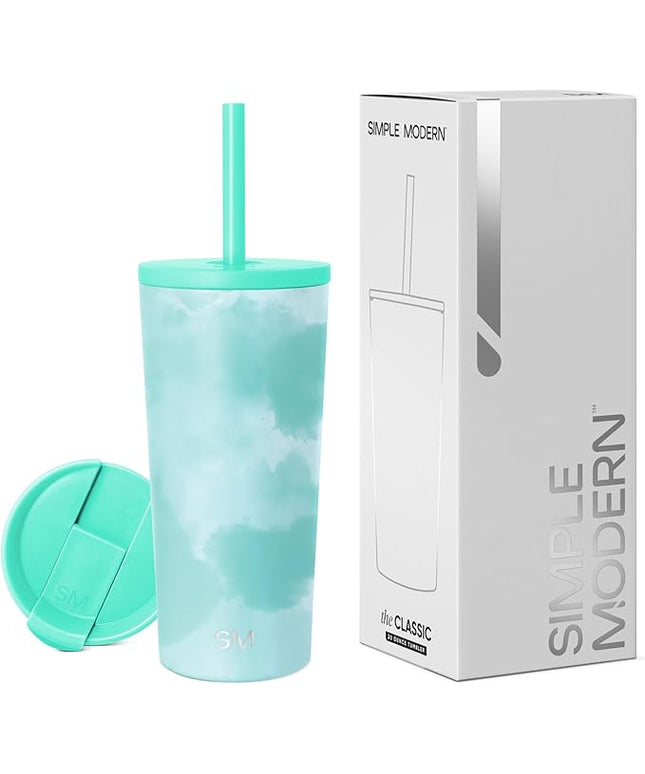 Simple Modern Classic Tumbler with Lid and Straw | Insulated Iced Coffee Cup Reusable Stainless Steel Water Bottle Travel Mug | Gifts for Women Men Her Him | 20oz | Ocean Tide