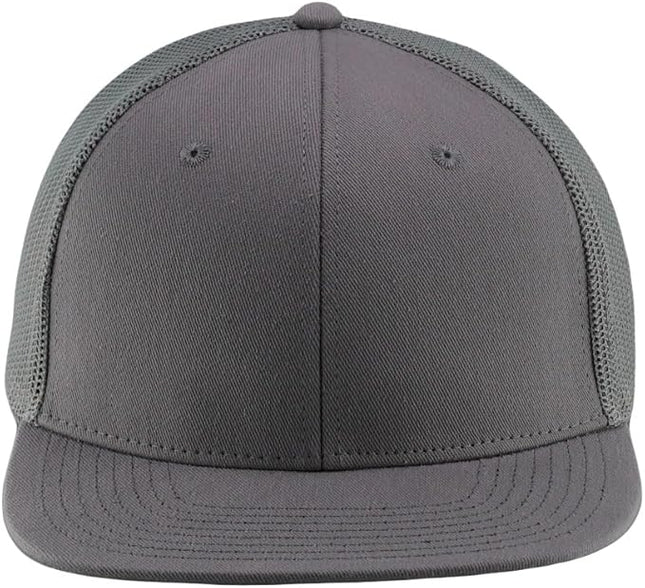 Flat Bill Snapback Mesh Hats | Fits OSFM & XXL Big Head | Blank Solid Color Adjustable Trucker Hat for Men