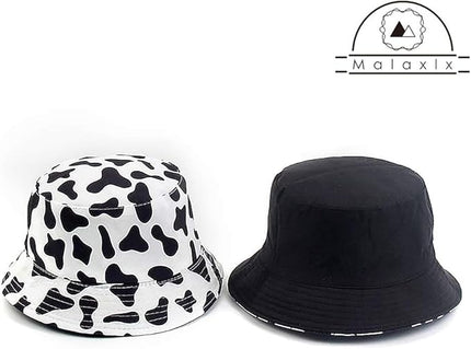 Malaxlx Unisex Bucket Hat Beach Sun Hat Aesthetic Fishing Hat for Men Women Teens, Reversible Double-Side-Wear