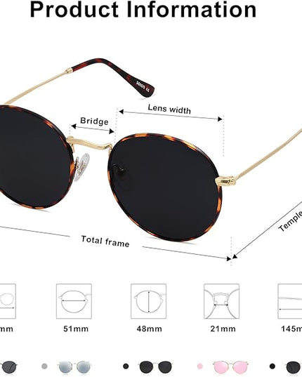 SOJOS Small Round Polarized Sunglasses for Women Men Classic Vintage Retro Shades UV400 SJ1014