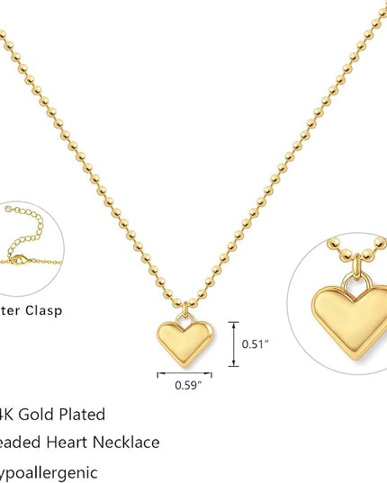Cute Heart Necklace Dainty 18k Gold Plated Tiny Heart Pendant Choker Necklaces Small Gold Love Open Heart Chain Necklace for Women Simple Gold Necklace for Women Trendy Jewelry
