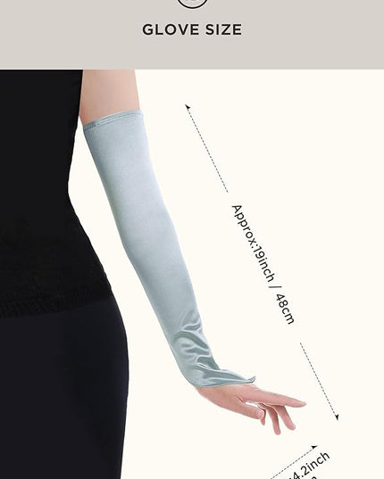 BABEYOND Long Opera Party 20s Satin Gloves Stretchy Adult Size Elbow Length