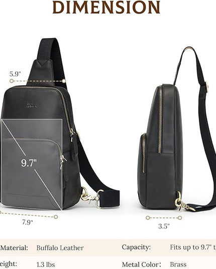 S-ZONE Sling Bag for Men Women RFID Blocking Genuine Leather Crossbody Shoulder Bag Backpack Hiking Daypack Travel
