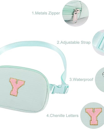 Glratn Initial Letter Fanny Pack for Girls,Patch Belt Bag,Toddler Crossbody Bags，Gifts for 3 4 5 6 7 8 9 10 11 12 Year Old Teens Kids,Christmas Graduation Gifts for Teen Girls ，(Light green-G)