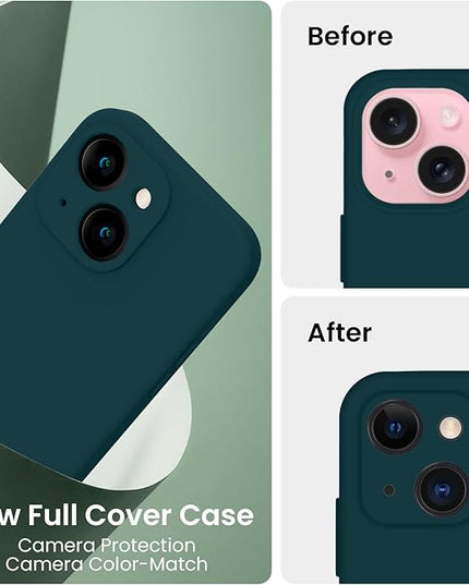 FireNova Designed for iPhone 15 Case, Silicone Upgraded [Camera Protection] Phone Case with [2 Screen Protectors], Soft Anti-Scratch Microfiber Lining Inside, 6.1 inch, Teal