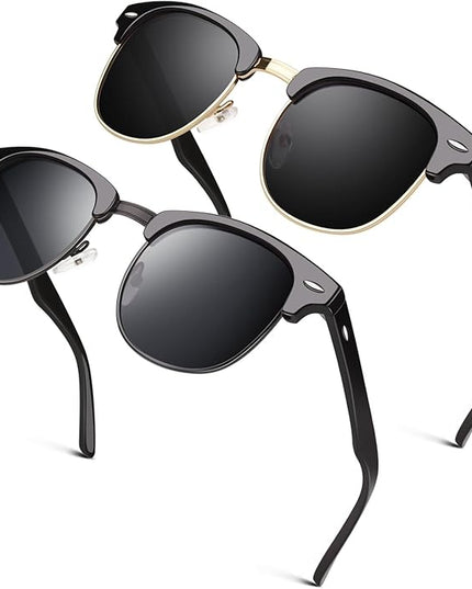 GQUEEN Classic Horn Rimmed Semi Rimless Polarized Sunglasses for Men Women GQO6