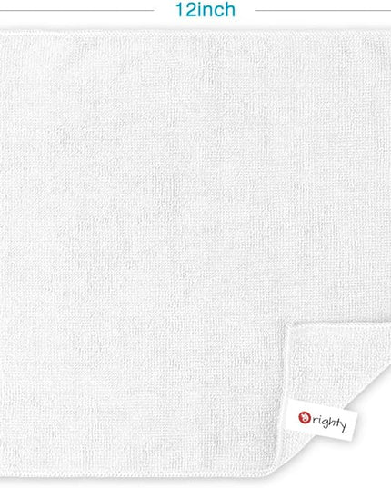 Orighty Microfiber Cleaning Cloth, 12 Pack Microfiber Towels for Cars, Highly Absorbent Car Cleaning Supplies, Lint Free Cloths Clean Rags for Car Care, House, Kitchen, 12x12 inch, White