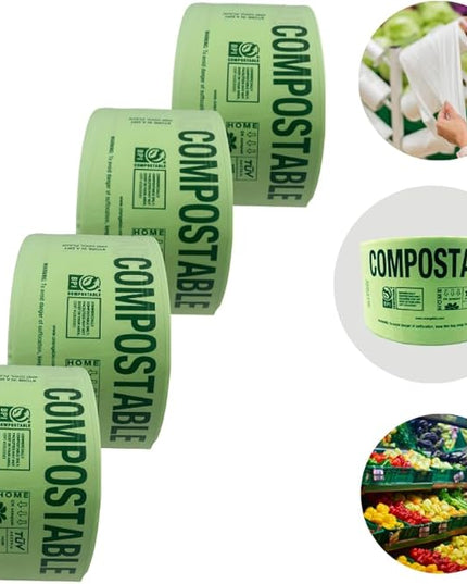 OrangeBio Certified Home Compostable Produce Bags, 2000 Count (4 rolls), 15 x 18 Inches, Hold Up to 15 Lbs, ASTM D6400, EN 13432, US BPI & Europe OK Compost Home Certified