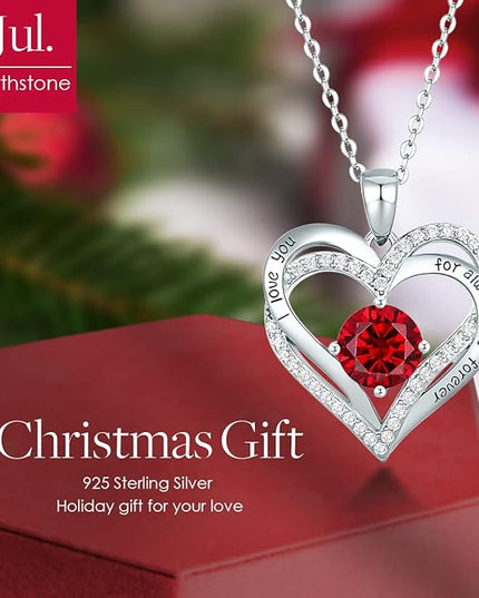 CDE Forever Love Heart Necklaces for Women, Wedding Anniversary, Birthday Mothers Day Christmas Day Gifts for Mom, Mother, Wife, friend, S925 Silver Jewelry with Birthstone Pendant