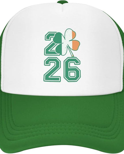 St Patricks Day Lucky Shamrock Hat, Green Clover Baseball Cap for Men Women,Fashion Adjustable Mesh Trucker Hat