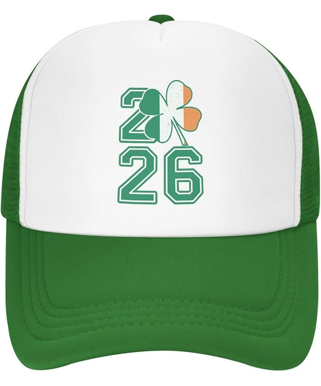 St Patricks Day Lucky Shamrock Hat, Green Clover Baseball Cap for Men Women,Fashion Adjustable Mesh Trucker Hat