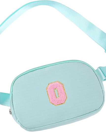 Glratn Initial Letter Fanny Pack for Girls,Patch Belt Bag,Toddler Crossbody Bags，Gifts for 3 4 5 6 7 8 9 10 11 12 Year Old Teens Kids,Christmas Graduation Gifts for Teen Girls ，(Light green-O)