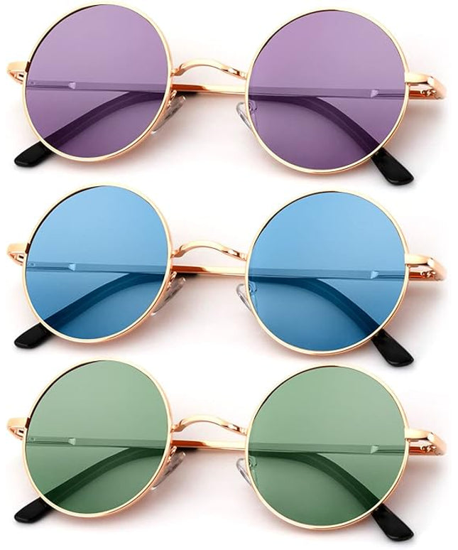 KALIYADI Round Polarized Sunglasses for Men Women Retro Metal Hippie Circle Style Sun Glasses UV Protection