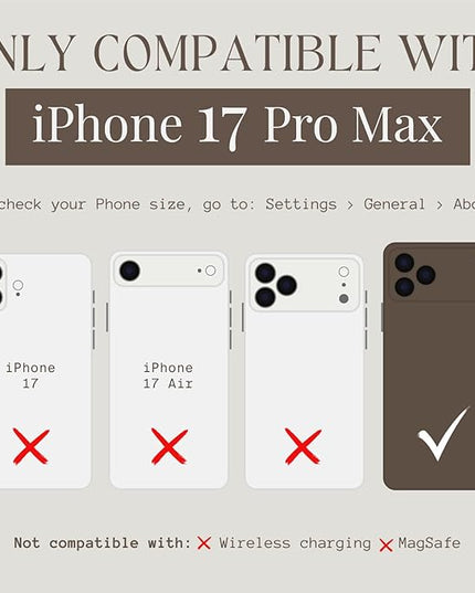 Walli Cases for iPhone 17 Pro Max Case Aesthetic Wallet Phone Case Card Holder, Securely Holds up to 2 Cards - Cute, Trendy Phone Cover for Women, fits iPhone 17 Pro Max, with Kickstand & Finger Strap