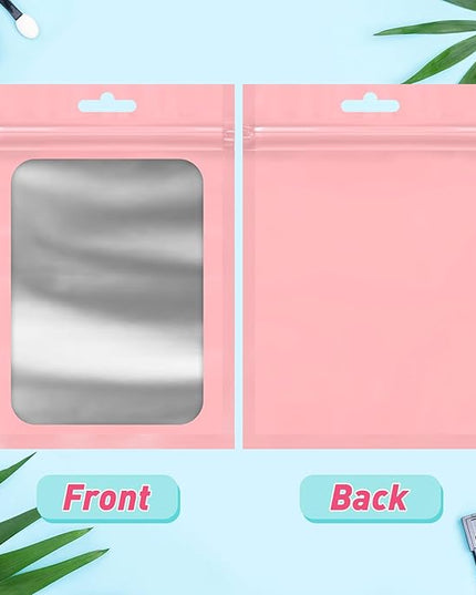 Funfery 300 Pack Smell Proof Resealable Bags for Food Storage,Mylar Clear Bags 4x6 Pink Packaging Bag- Edibles,Odorless Scent Proof Bag for Cookies, Zip Foil Pouch for Small Business