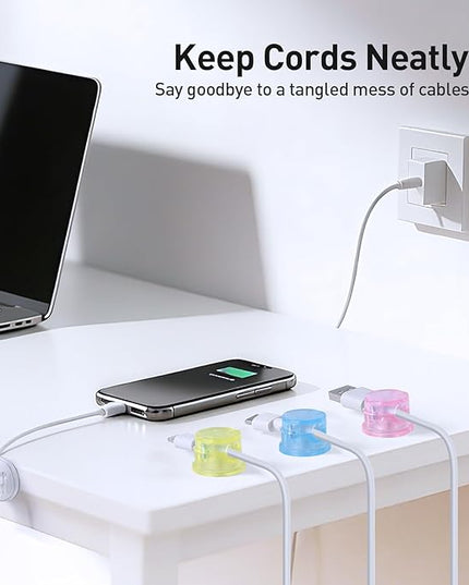 AGPTEK 8 Pack Magnetic Cable Clips, Upgraded 360° Rotatable Cord Holder Clips for Nightstand, Desk Cord Organizer Adhesive Wire Management Home Office Phone Charging Cords USB Cable Keeper (Colorful)