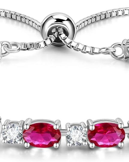 FANCIME Birthstone Tennis Bracelets Sterling Silver Bolo Tennis Bracelets Charm Fine Jewelry Birthday Gifts for Women Mom Wife Her