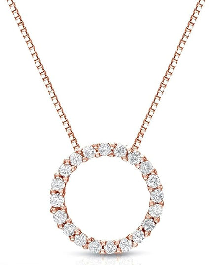 Diamond Wish 1/6 to 1 Carat Diamond Circle of Life Round Pendant Necklace for Women in 14k Gold (I1-I2, cttw) on 18 Inch Long Chain with Spring Ring Clasp