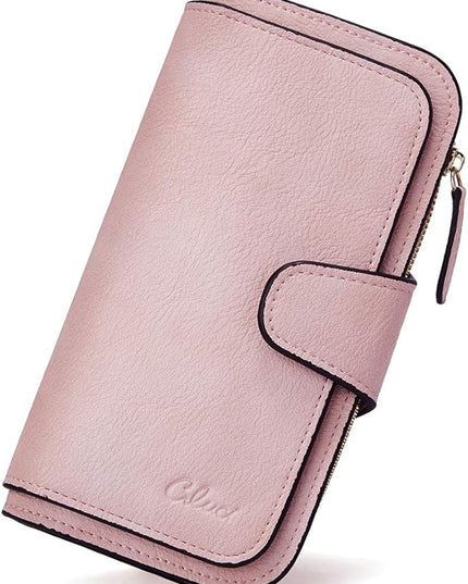 CLUCI Wallet For Women PU Leather RFID Blocking Womens Wallet Bifold Card Holder with ID Window Gifts for Women Birthday | RFID Blocking, Designer, Trifold, Card Holder, ID Window