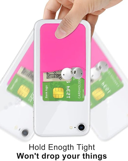 Senose Phone Card Holder, 3 Pack Phone Wallet Stick On Back of Cellphones Credit ID Card Sleeve, Strong Adhesive Cellphone Wallet Compatible for iPhone, Android & Most Smartphones