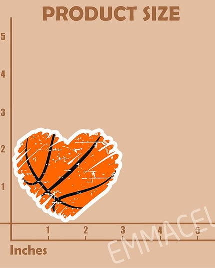 (3PCS) Basketball Stickers Basketball Heart Decals, Waterproof Vinyl Sticker for Laptop Water Bottle Tumbler, Scrapbook Helmet, Gifts for Girls Fans Players Basketball Lovers, Size 3" x 2.5 "