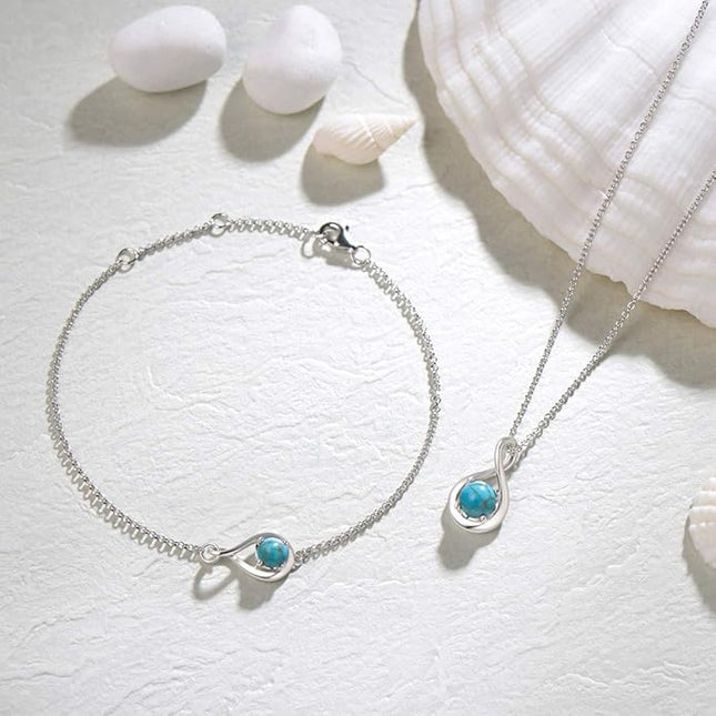 FANCIME Birthstone Necklaces for Women Fine Jewelry Sterling Silver Dainty Infinity Pendant Anniversary Birthday Christmas Gifts for Her Wife Mom Lady Daughter, Chain 16"+2" Extend