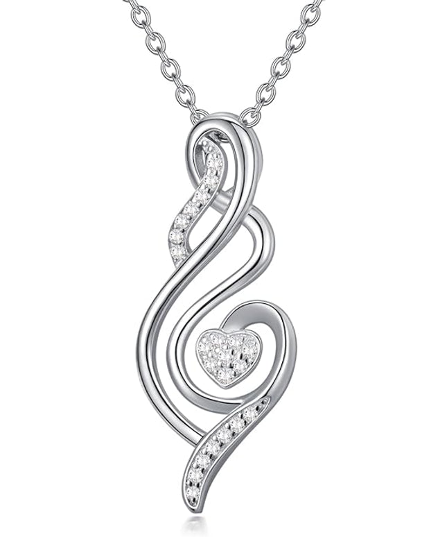 ZBA Natural Diamond Infinity Necklace for Women, 14K White Gold Plated Sterling Silver Diamond Eternal inifnity Pendant Necklaces Jewelry, Birthday Christmas Gifts for Mom Her Wife(Color F-G/Clarity I1-I2)