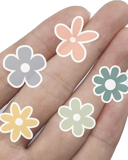 Little Daisy Stickers, Set of 70 Cute Flower Sticker Pack for Laptop, Water Bottle, and Phone, Aesthetic Small Floral Decals, 1 Inch (Colorful)