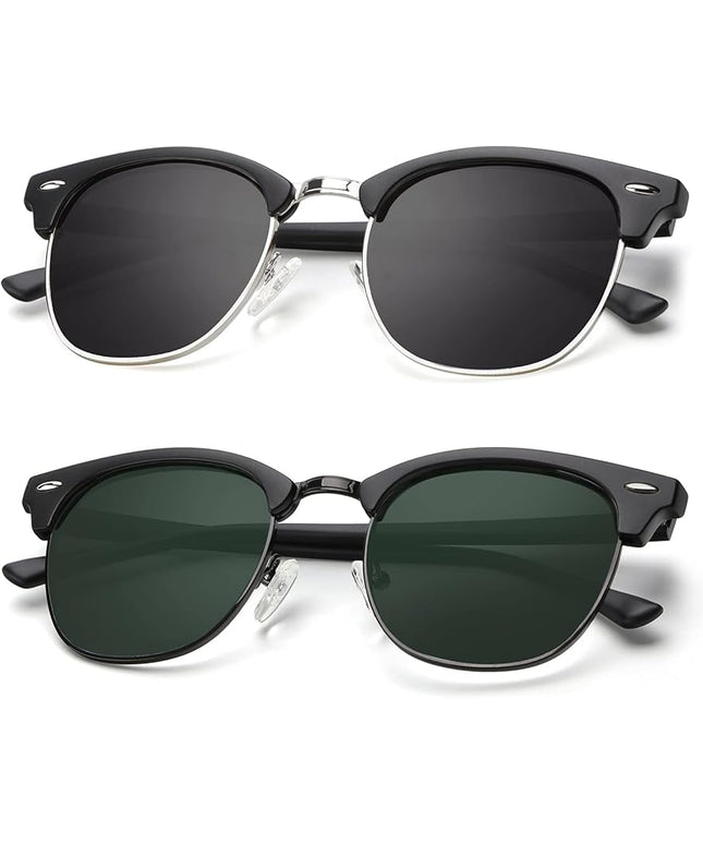 KALIYADI Polarized Sunglasses for Men and Women Semi-Rimless Frame Driving Sun glasses UV Blocking