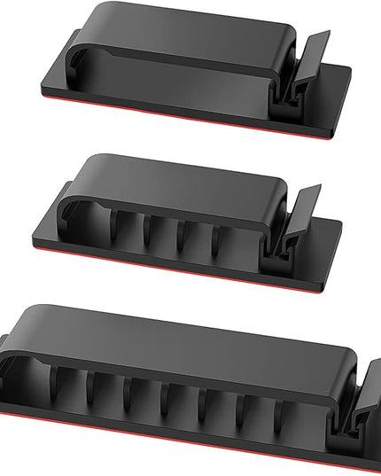 Cable Management Clips, 20Pcs Cord Organizers Wire Clips Cord Holder for TV PC Ethernet Cable Desk Home Office (Black)