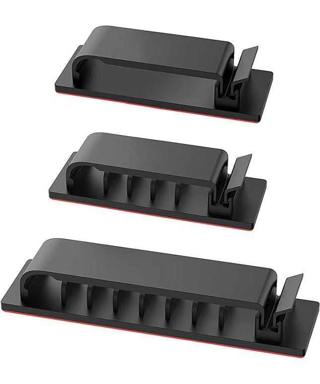 Cable Management Clips, 20Pcs Cord Organizers Wire Clips Cord Holder for TV PC Ethernet Cable Desk Home Office (Black)