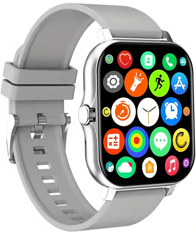 Smart Watch, 1.83" Upgraded Full Touchscreen Smart Watch for Android iPhones with Heart Rate Blood Pressure Monitor, Multiple Sports Fitness Tracker with Smart Watches for Women Men (Silver)
