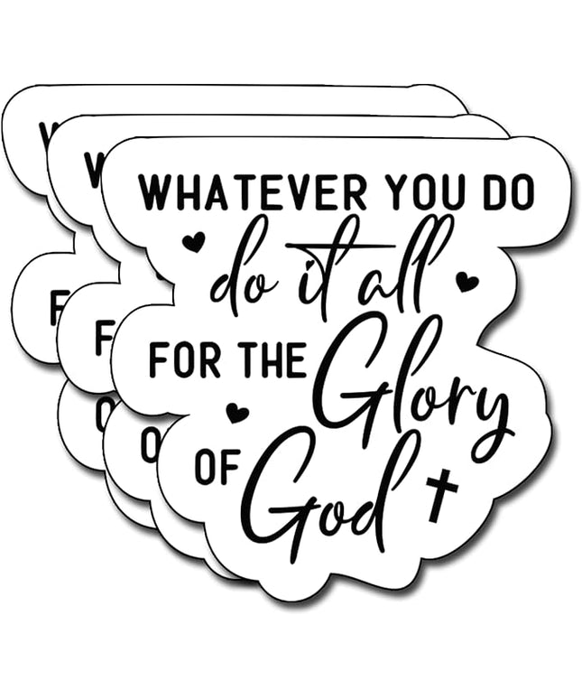 (3Pcs) Whatever You Do Do It All for The Glory of God Sticker, Christian Gifts Decorate Books Laptop Phone, Water Bottles Kindles Stickers, Tumbler Sticker Waterproof Vinyl Decorate 3" Inch