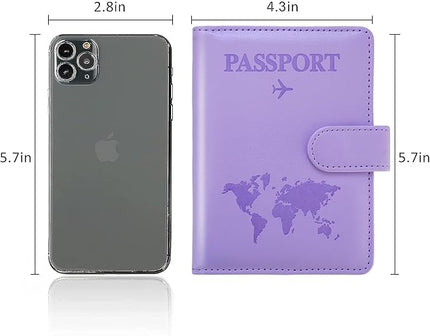 Passport Holder for Travel,Passport Holder with Card Slots Holder,Passport Case,Passport cover for Women and Men,Passport Wallet Travel Essentials and Accessories (Buckle, PURPLE)
