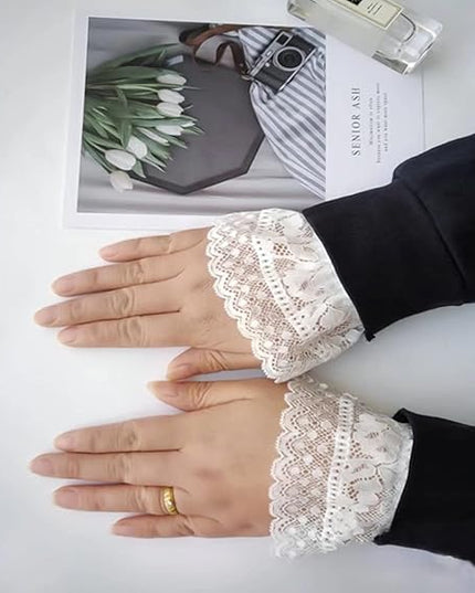 Women's Short Lace Gloves Fingerless for Driving Wedding Wrist Length Bridal Prom Gloves