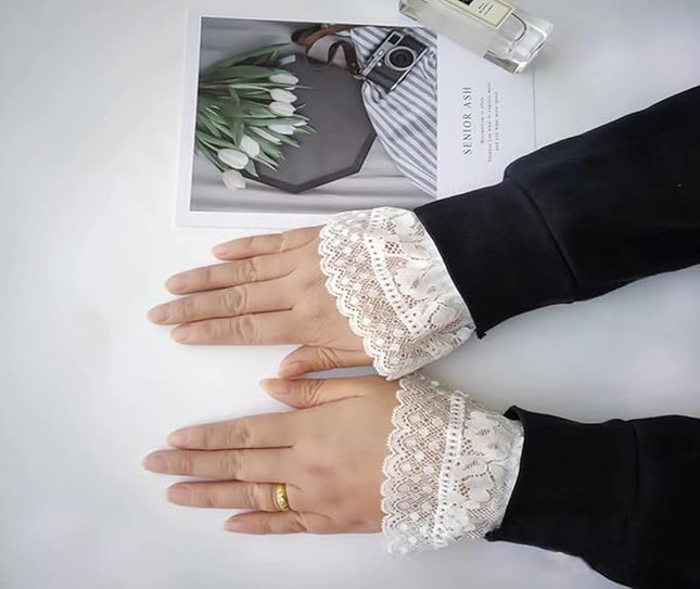 Women's Short Lace Gloves Fingerless for Driving Wedding Wrist Length Bridal Prom Gloves