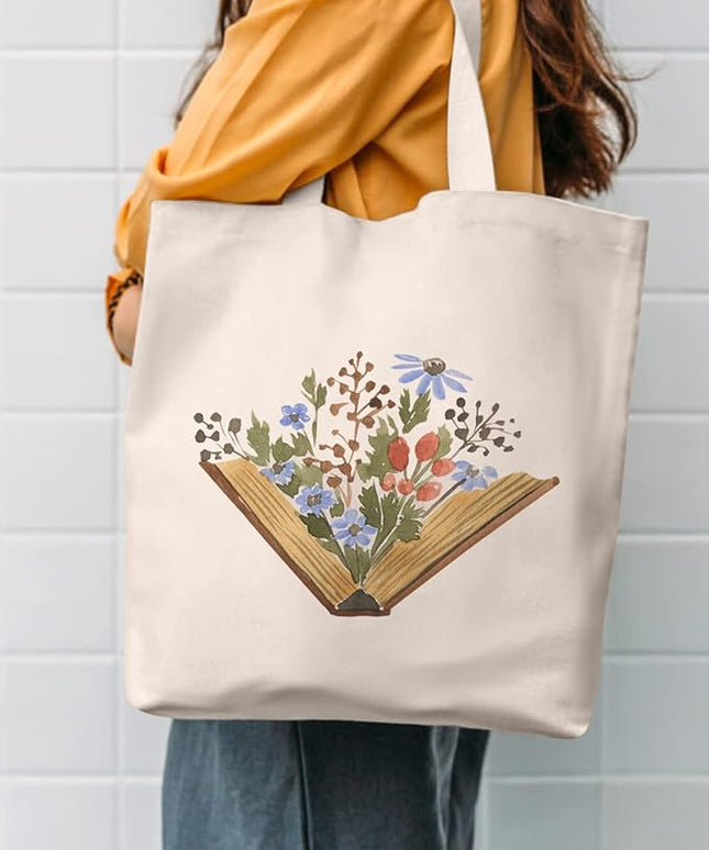 AUSVKAI Canvas Tote Bag Aesthetic for Women, Cute Reusable Cloth Cotton Bags for Shopping Beach Grocery