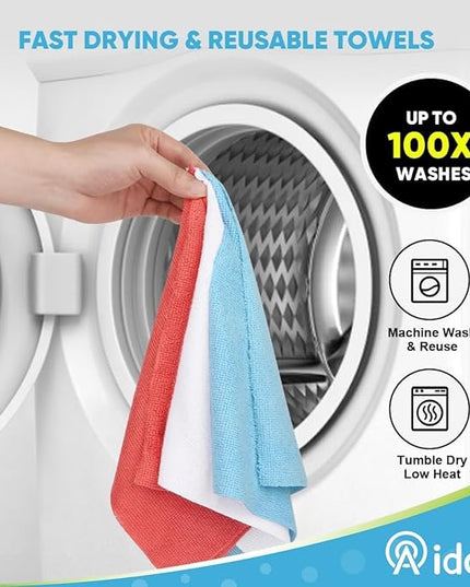 AIDEA Microfiber Cleaning Cloth 165 Sheets 3 Roll, Microfiber Towels for Cars, Blue Shop Towels, Shop Rags Washable, Cleaning Rags Reusable Paper Towels for Automotive, Workshops, House,11×9"