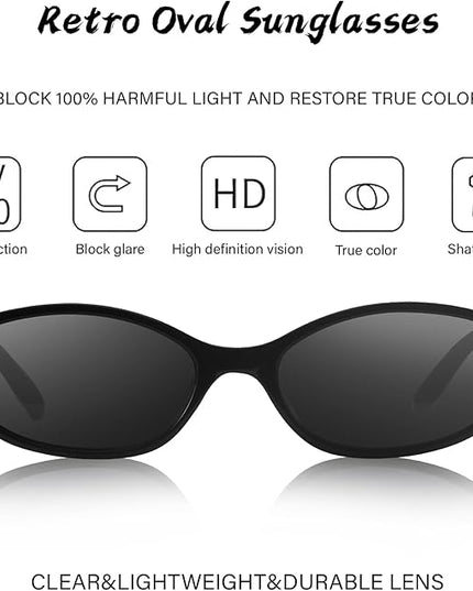 Retro Oval Cat Eye Sunglasses for Women Y2k Designer Trendy Narrow Shades UV protection Sun Glasses