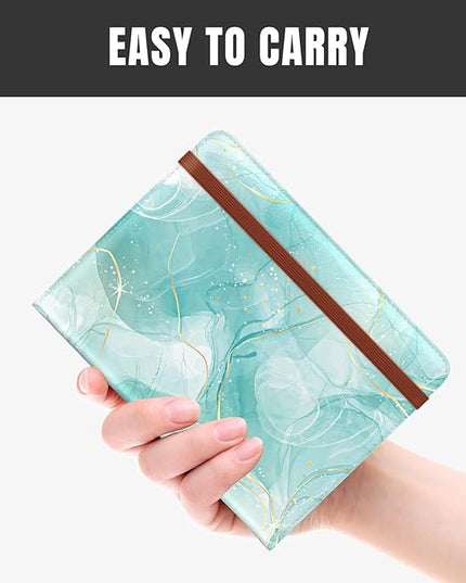 Rimilak Passport Holder, RFID Blocking Passport Cover Wallet Travel Essentials, Leather Travel Air Ticket Documents Organizer Protector for Women and Men, Green Marble