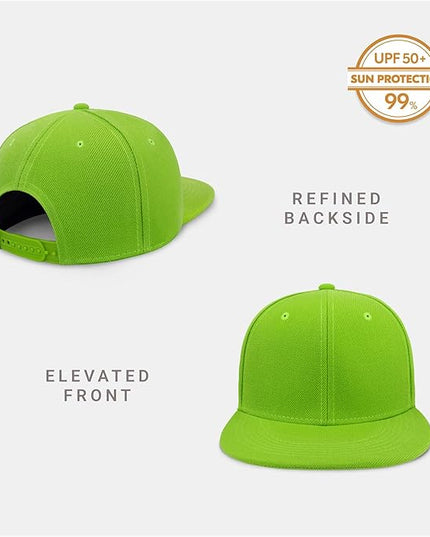 CHOK.LIDS Flat Bill Visor Classic Snapback Hat Blank Adjustable Brim High Top End Trendy Color Style Plain Tone Baseball Cap