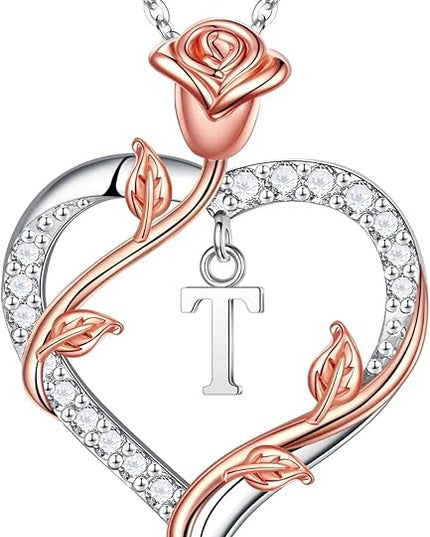 Iefil Christmas Gifts for Women Wife - 925 Sterling Silver Heart Initial Necklace, Anniversary Birthday Gifts for Women, Jewelry Gift for Wife Girlfriend Mom
