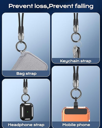 Phone Lanyard Crossbody USB C Cable, PD 240W USB C to USB C Cables, Anti Theft Phone Strap Universal Cell Phone Neck lanyard for iPhone/Samsung/Android Phones, Daily & Outdoor Activities(Black/3.93ft)