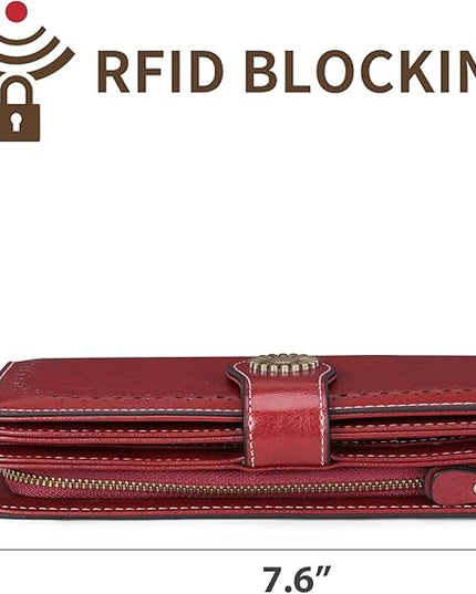 SENDEFN Wallets for Women Leather Credit Card Holder with RFID Blocking Large Capacity Wristlet | with RFID Blocking, Large Capacity, Wristlet, with RFID Blocking, Large Capacity, Wristlet