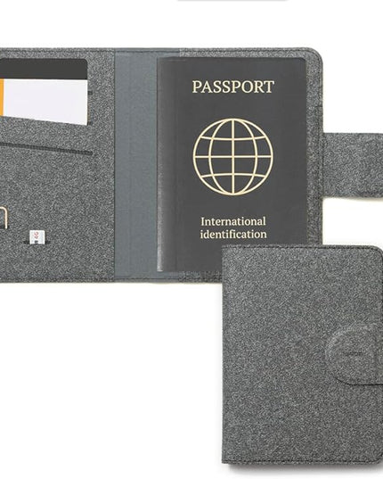 LHiDS Leatherette Passport Holder with RFID Protection, Premium PU Leather, Snap Button Closure, Travel Passport Wallet Cover for Passport, Boarding Passes, Business Cards, Cash (Black)