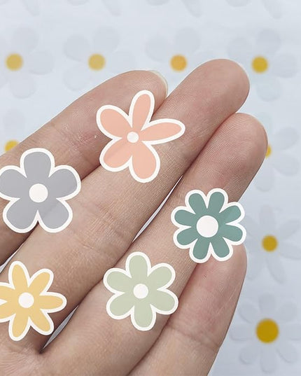 Little Daisy Stickers, Set of 70 Cute Flower Sticker Pack for Laptop, Water Bottle, and Phone, Aesthetic Small Floral Decals, 1 Inch (Colorful)